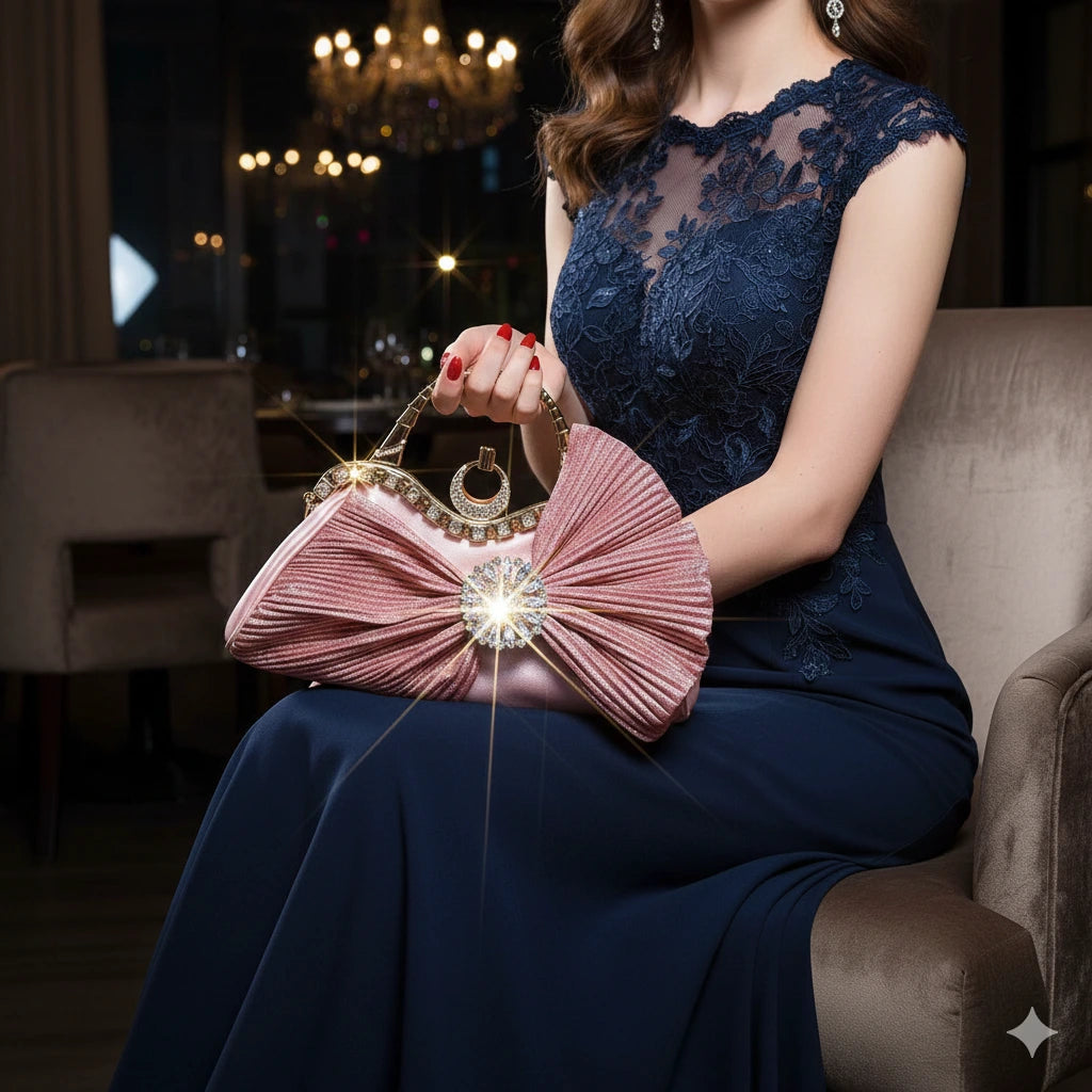 Sac à main de luxe avec nœud et diamant français pour femme élégante 2026